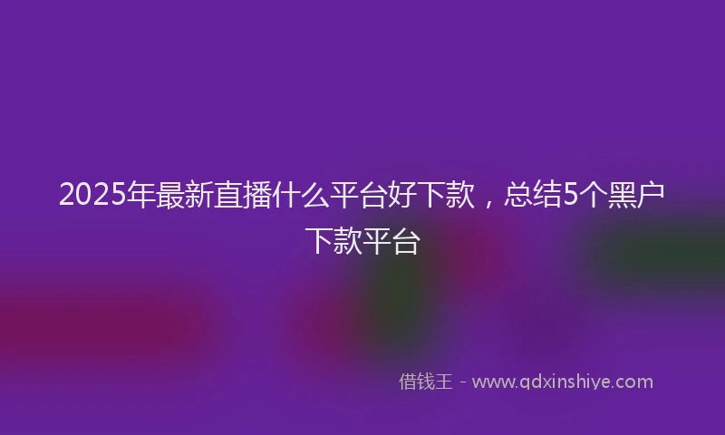 2025年最新直播什么平台好下款，总结5个黑户下款平台