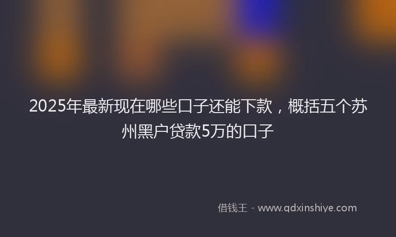 2025年最新现在哪些口子还能下款，概括五个苏州黑户贷款5万的口子