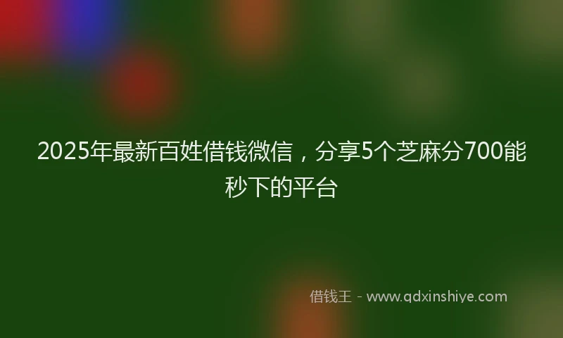 2025年最新百姓借钱微信，分享5个芝麻分700能秒下的平台