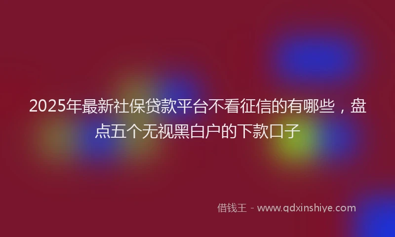 2025年最新社保贷款平台不看征信的有哪些，盘点五个无视黑白户的下款口子