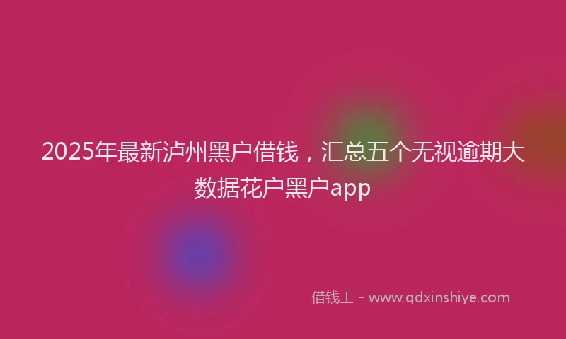 2025年最新泸州黑户借钱，汇总五个无视逾期大数据花户黑户app