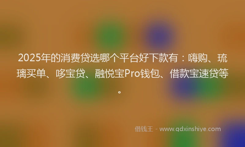 2025年的消费贷选哪个平台好下款有：嗨购、琉璃买单、哆宝贷、融悦宝Pro钱包、借款宝速贷等。