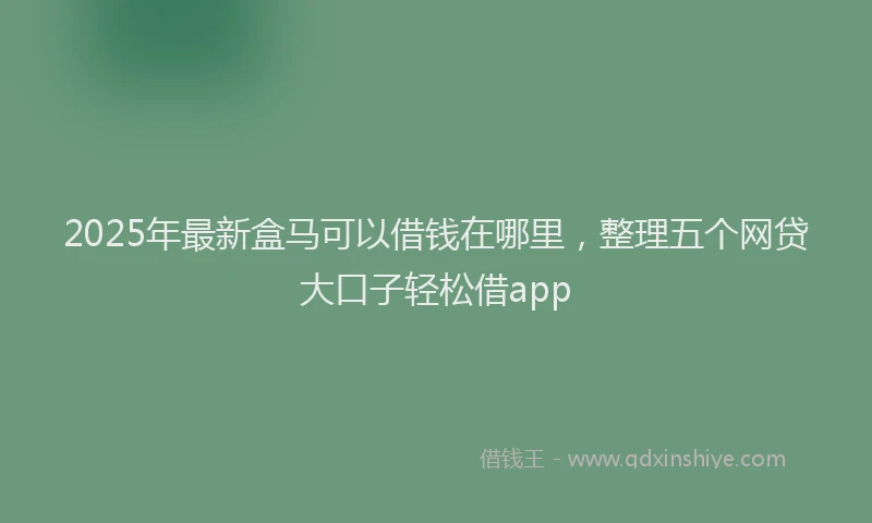 2025年最新盒马可以借钱在哪里，整理五个网贷大口子轻松借app