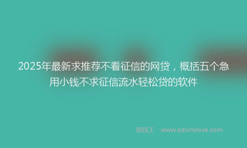 2025年最新求推荐不看征信的网贷，概括五个急用小钱不求征信流水轻松贷的软件