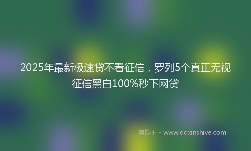 2025年最新极速贷不看征信，罗列5个真正无视征信黑白100%秒下网贷
