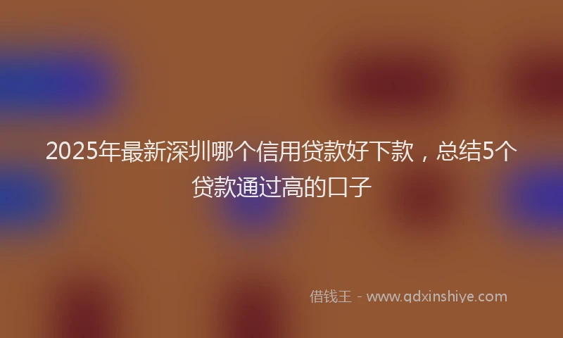 2025年最新深圳哪个信用贷款好下款，总结5个贷款通过高的口子