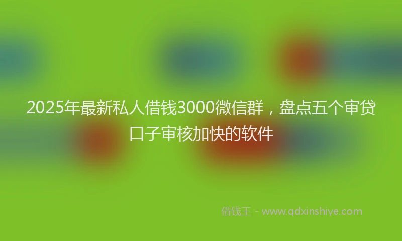 2025年最新私人借钱3000微信群，盘点五个审贷口子审核加快的软件