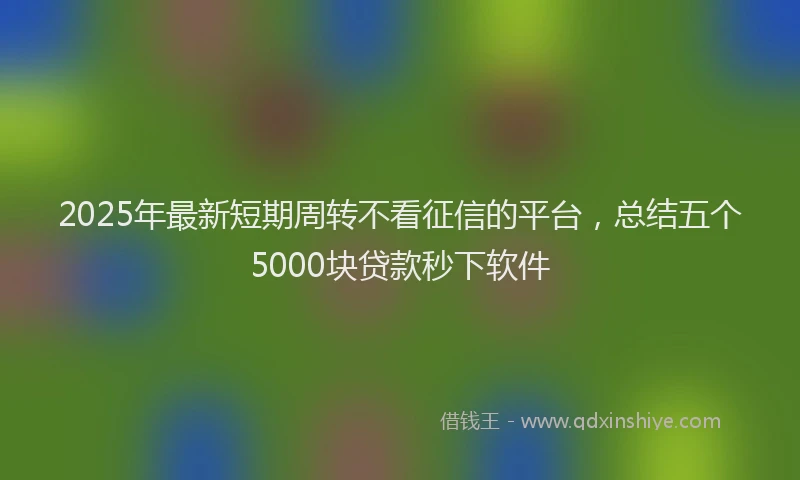 2025年最新短期周转不看征信的平台，总结五个5000块贷款秒下软件
