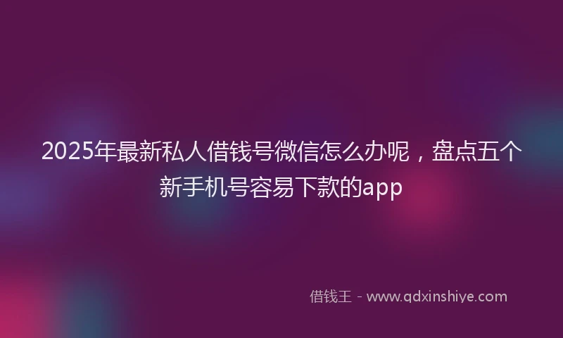 2025年最新私人借钱号微信怎么办呢，盘点五个新手机号容易下款的app