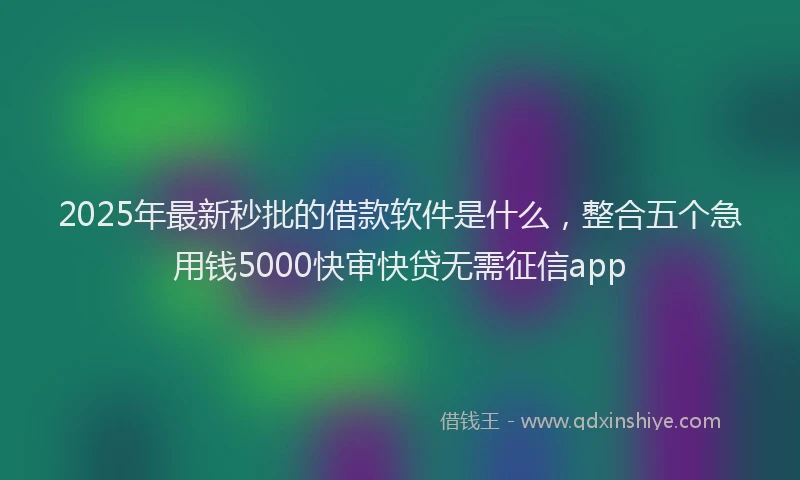 2025年最新秒批的借款软件是什么，整合五个急用钱5000快审快贷无需征信app