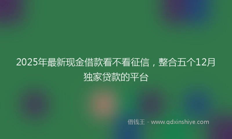 2025年最新现金借款看不看征信，整合五个12月独家贷款的平台