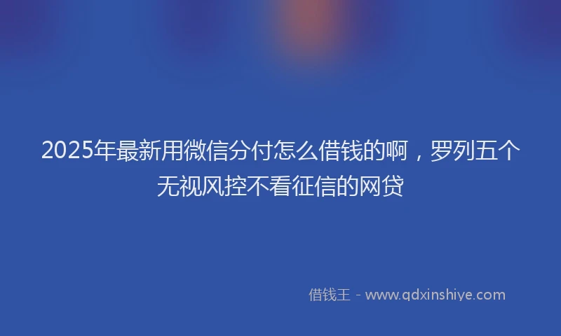 2025年最新用微信分付怎么借钱的啊，罗列五个无视风控不看征信的网贷