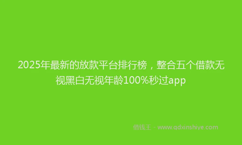 2025年最新的放款平台排行榜，整合五个借款无视黑白无视年龄100%秒过app