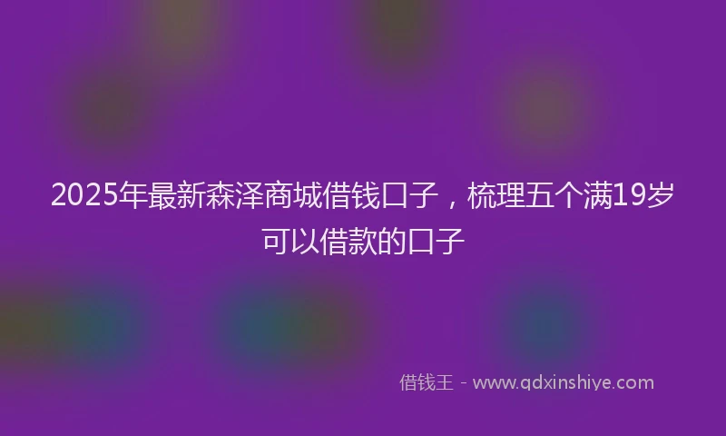2025年最新森泽商城借钱口子，梳理五个满19岁可以借款的口子