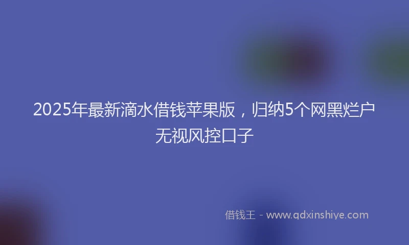 2025年最新滴水借钱苹果版，归纳5个网黑烂户无视风控口子