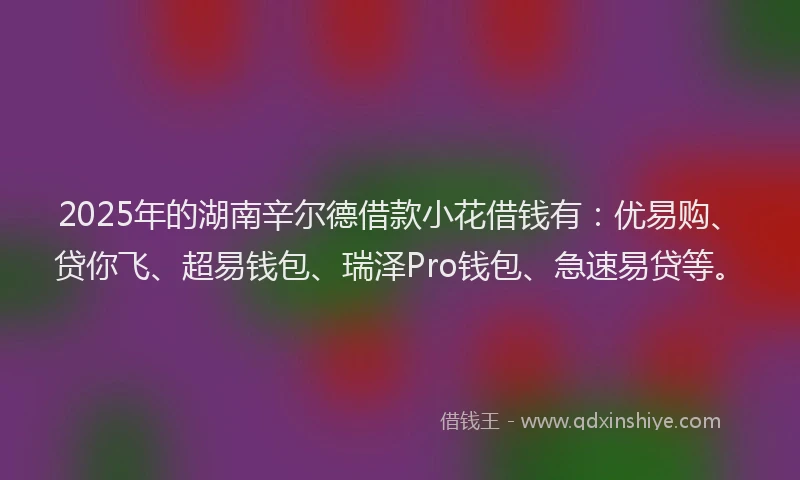 2025年的湖南辛尔德借款小花借钱有：优易购、贷你飞、超易钱包、瑞泽Pro钱包、急速易贷等。