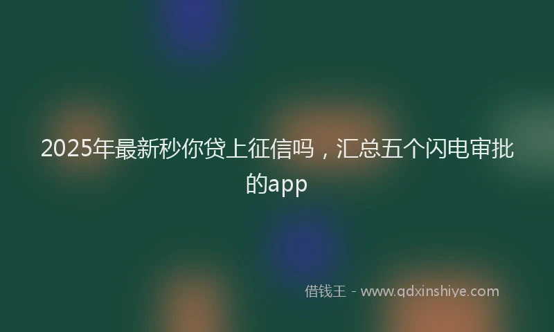 2025年最新秒你贷上征信吗，汇总五个闪电审批的app