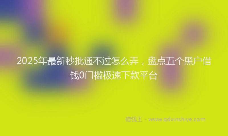 2025年最新秒批通不过怎么弄，盘点五个黑户借钱0门槛极速下款平台