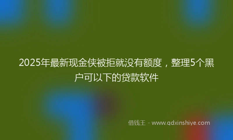 2025年最新现金侠被拒就没有额度，整理5个黑户可以下的贷款软件