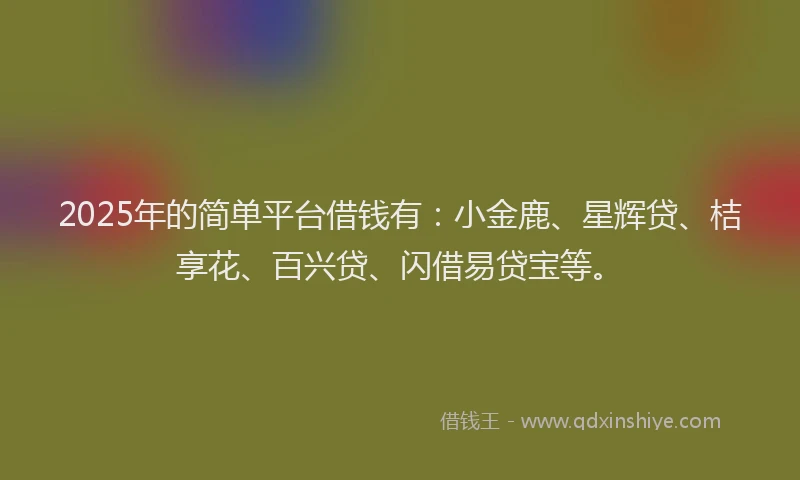 2025年的简单平台借钱有：小金鹿、星辉贷、桔享花、百兴贷、闪借易贷宝等。