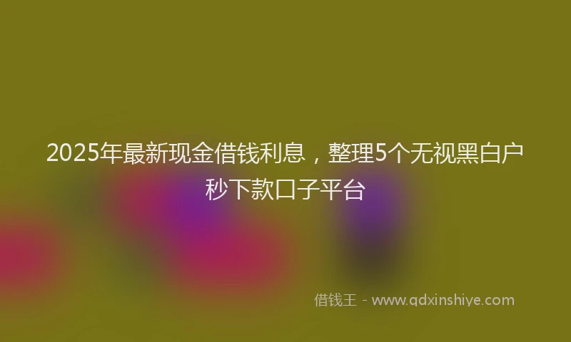 2025年最新现金借钱利息，整理5个无视黑白户秒下款口子平台