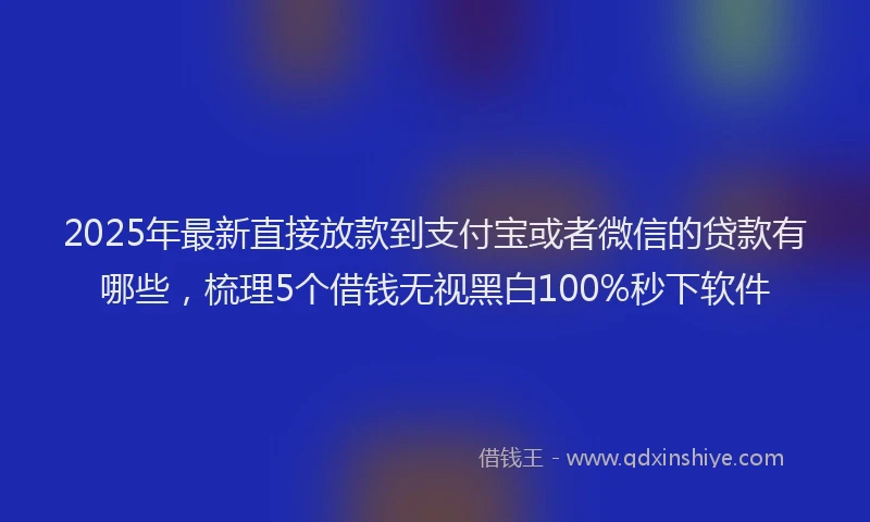2025年最新直接放款到支付宝或者微信的贷款有哪些，梳理5个借钱无视黑白100%秒下软件