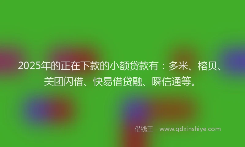 2025年的正在下款的小额贷款有：多米、榕贝、美团闪借、快易借贷融、瞬信通等。