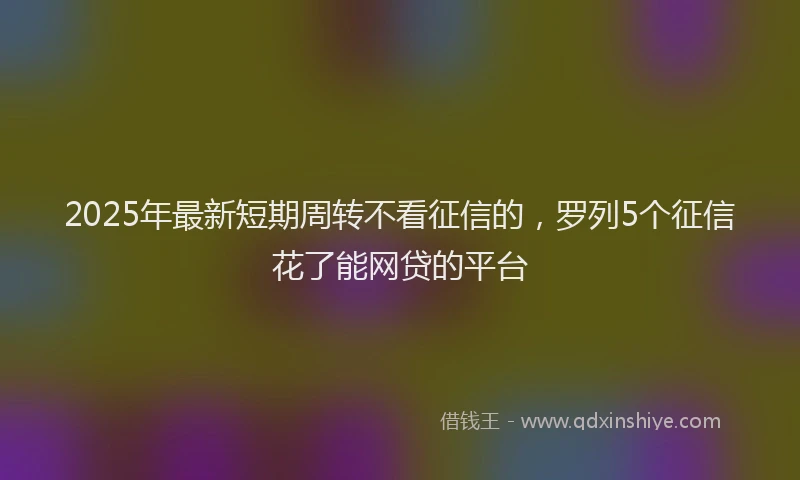 2025年最新短期周转不看征信的，罗列5个征信花了能网贷的平台