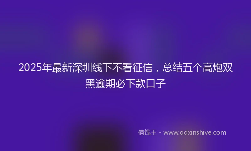 2025年最新深圳线下不看征信,总结五个高炮双黑逾期必下款口子