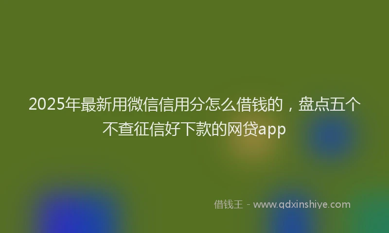 2025年最新用微信信用分怎么借钱的，盘点五个不查征信好下款的网贷app