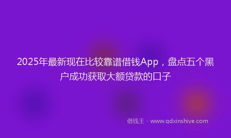 2025年最新现在比较靠谱借钱App，盘点五个黑户成功获取大额贷款的口子