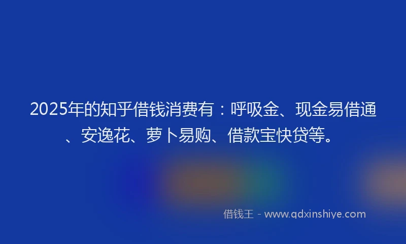 2025年的知乎借钱消费有：呼吸金、现金易借通、安逸花、萝卜易购、借款宝快贷等。