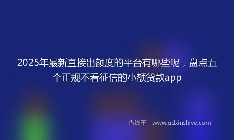 2025年最新直接出额度的平台有哪些呢，盘点五个正规不看征信的小额贷款app