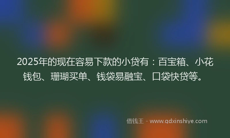 2025年的现在容易下款的小贷有：百宝箱、小花钱包、珊瑚买单、钱袋易融宝、口袋快贷等。