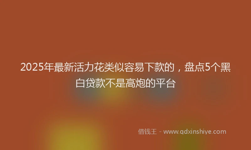 2025年最新活力花类似容易下款的,盘点5个黑白贷款不是高炮的平台