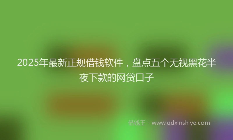 2025年最新正规借钱软件，盘点五个无视黑花半夜下款的网贷口子