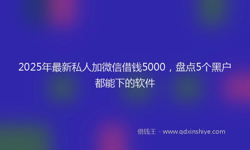 2025年最新私人加微信借钱5000，盘点5个黑户都能下的软件