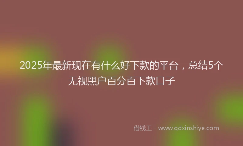 2025年最新现在有什么好下款的平台，总结5个无视黑户百分百下款口子