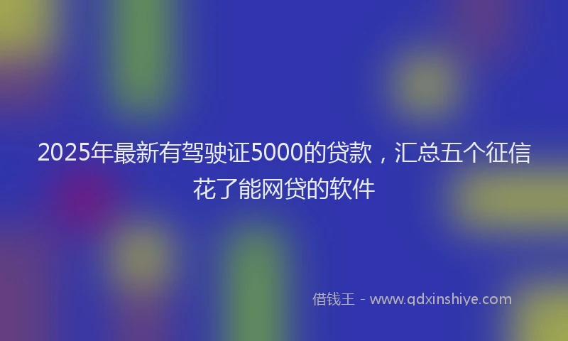 2025年最新有驾驶证5000的贷款，汇总五个征信花了能网贷的软件