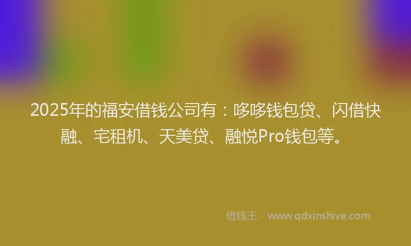 2025年的福安借钱公司有：哆哆钱包贷、闪借快融、宅租机、天美贷、融悦Pro钱包等。