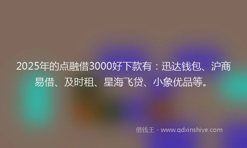 2025年的点融借3000好下款有：迅达钱包、沪商易借、及时租、星海飞贷、小象优品等。