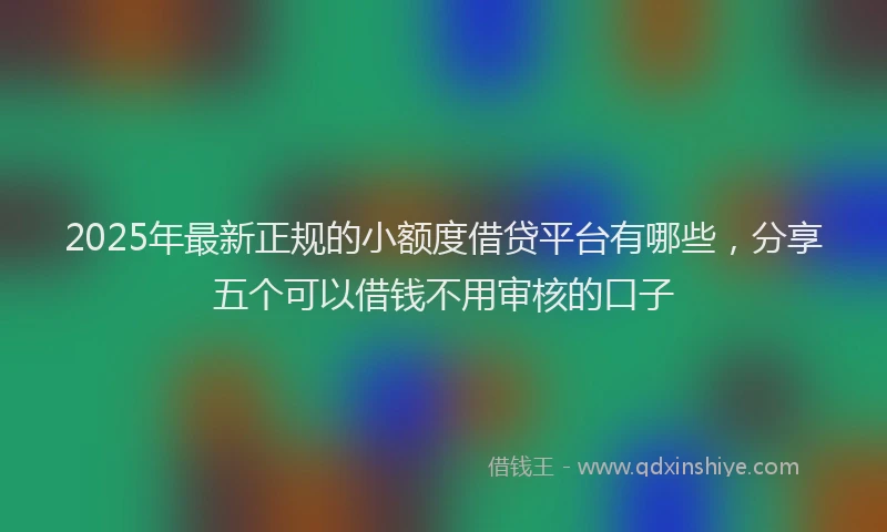 2025年最新正规的小额度借贷平台有哪些，分享五个可以借钱不用审核的口子