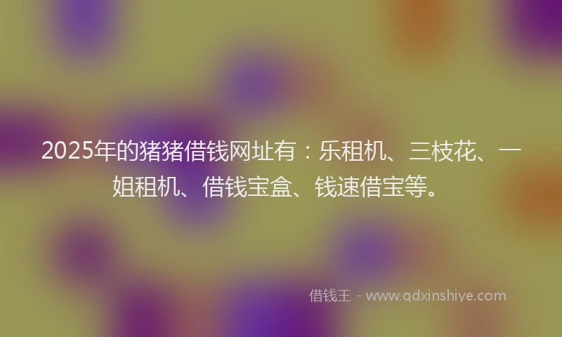 2025年的猪猪借钱网址有:乐租机、三枝花、一姐租机、借钱宝盒、钱速借宝等。