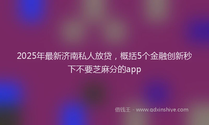 2025年最新济南私人放贷，概括5个金融创新秒下不要芝麻分的app