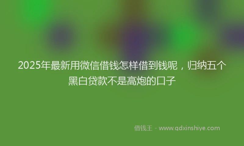 2025年最新用微信借钱怎样借到钱呢，归纳五个黑白贷款不是高炮的口子