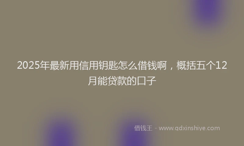 2025年最新用信用钥匙怎么借钱啊，概括五个12月能贷款的口子