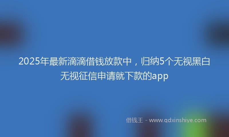2025年最新滴滴借钱放款中，归纳5个无视黑白无视征信申请就下款的app