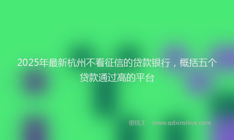 2025年最新杭州不看征信的贷款银行，概括五个贷款通过高的平台