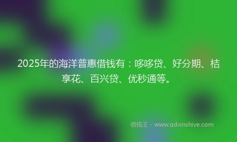 2025年的海洋普惠借钱有：哆哆贷、好分期、桔享花、百兴贷、优秒通等。