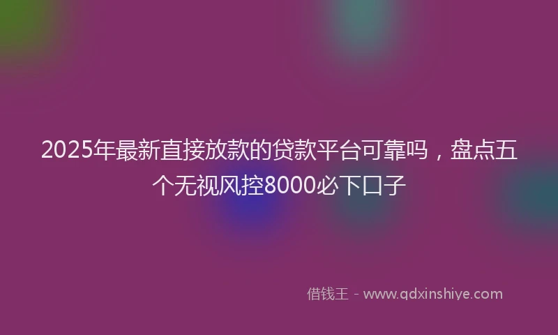 2025年最新直接放款的贷款平台可靠吗，盘点五个无视风控8000必下口子